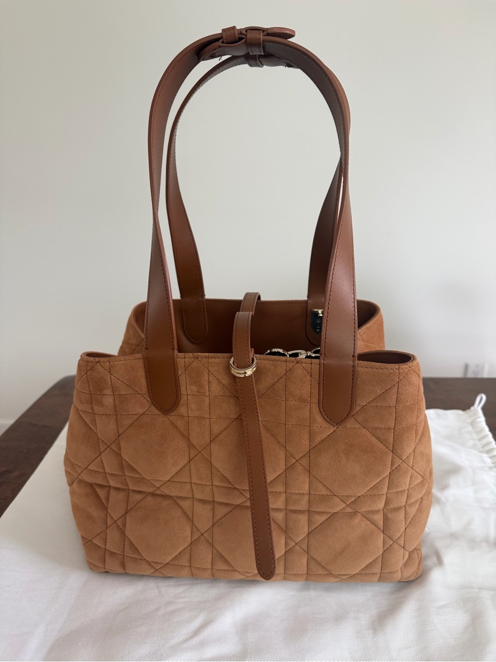 Dior toujours camel calfskin stitched bag